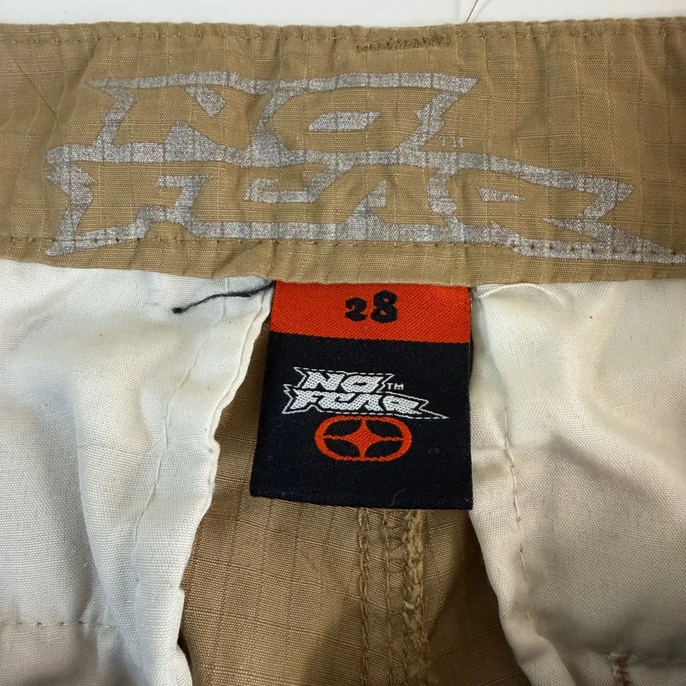 No Fear Cargo Shorts 28 Khaki‎ Tan Y2K Skate Utility Ripstop Tactical Streetwear